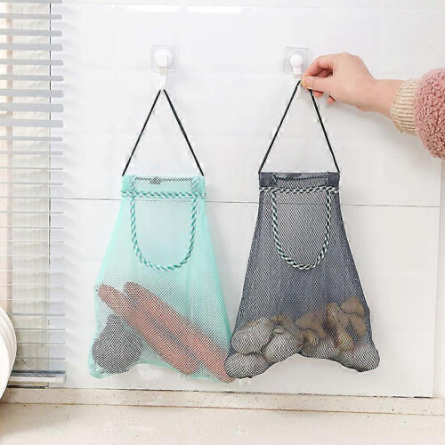 (Gray, 10pcs) 5\10pcs Kitchen Fruit and Vegetable Storage Mesh Bag Can Be Hung 1
