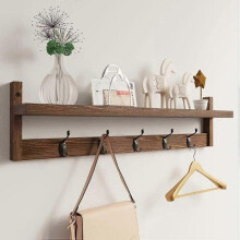 Wall Mounted Reclaimed Wooden Coat Rack with Cast Iron Coat Hooks And Shelf Mounted Shelf Clothes Rack Hanging Coat Hooks Hallway Wall Kitchen Bedroom