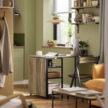 SoBuy Mesa Plegable con 3 Estantes, Ahorra Espacio