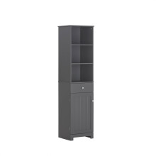SoBuy Grey Bathroom Cabinet with 3 Shelves & Drawer