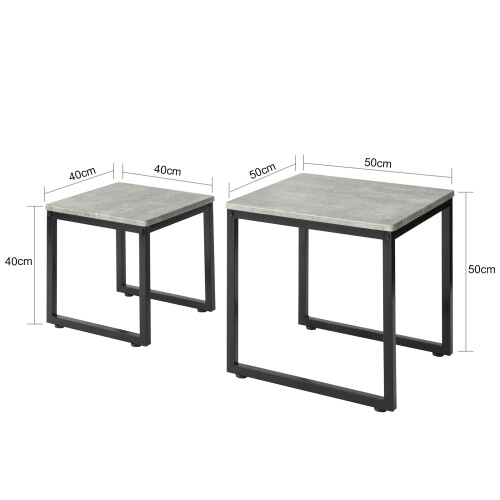 SoBuy Satztisch-Set 2er Hellgrau Industriell 2
