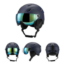 (NAVY, XL) Ski Helmet With Ski Goggles, Snowboard Helmet And 2-in-1 Visor Goggles Set