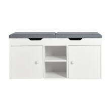 Shoe FSR96-W Rack Shoe Bench Shoe Cabinet with 2 Folding Padded Seats