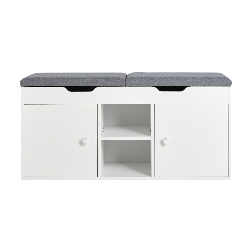 SoBuy Banc à Chaussures avec Coussin Rembourré Blanc