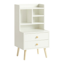 SoBuy White Bedside Table with Drawers, FBT100-W