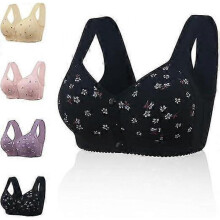 (Size 36, Black) Anti-saggy Breasts Daisy Bras For Older Women,comfortable Convenient Front Close Button For Older Women No Wire,anti Sagging Bra