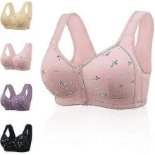 (Size 38, Pink) Anti-saggy Breasts Daisy Bras For Older Women,comfortable Convenient Front Close Button For Older Women No Wire,anti Sagging Bra