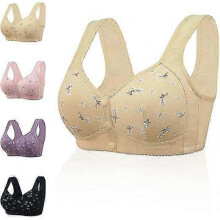 (Size 40, khaki) Anti-saggy Breasts Daisy Bras For Older Women,comfortable Convenient Front Close Button For Older Women No Wire,anti Sagging Bra