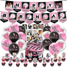 Blackpink Party Supplies for Fans Birthday Party Decorations - 1 Blackpink Party Banner 18 Blackpink Party Balloons 17 Blackpink Cake Toppers 20 Black