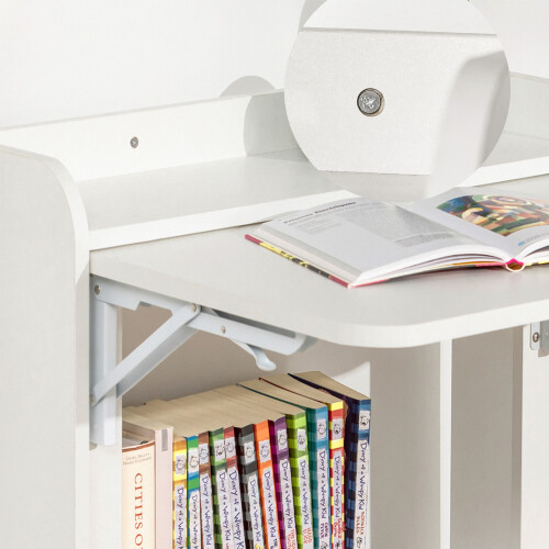 SoBuy Folding Desk with 3 Shelves, White 2