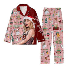 (L, C) 2023 Taylor Swiftie Pyjamas Set Womens Printed Pajamas Long Sleeve Button Shirt Top And Pants Sleepwear Loungwear Pjs Fans Gifts