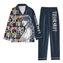 (XL, E) 2023 Taylor Swiftie Pyjamas Set Womens Printed Pajamas Long Sleeve Button Shirt Top And Pants Sleepwear Loungwear Pjs Fans Gifts