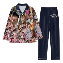 (3XL, A) 2023 Taylor Swiftie Pyjamas Set Womens Printed Pajamas Long Sleeve Button Shirt Top And Pants Sleepwear Loungwear Pjs Fans Gifts