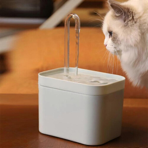 (White) Cat Water Dispenser Automatic Filter USB Electric Silent 1.5L 1