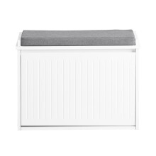 SoBuy FSR98-W Hallway Shoe Bench with Cushioned Seat - 2-Tier Flip-Down Shoe Storage, White Lacquer MDF/Particle Board