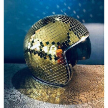 (Gold) Disco Ball Helmet Mirror Glass Glitter Classic Party Bar Room Party Decoration American Retro Art Disco Shiny Hat Ornaments