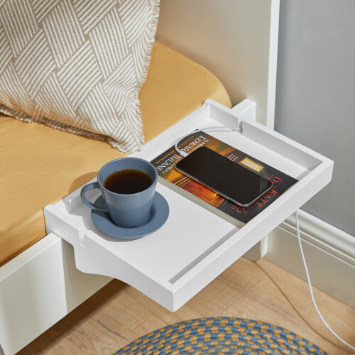 SoBuy White Clip-On Bedside Shelf Tray 1