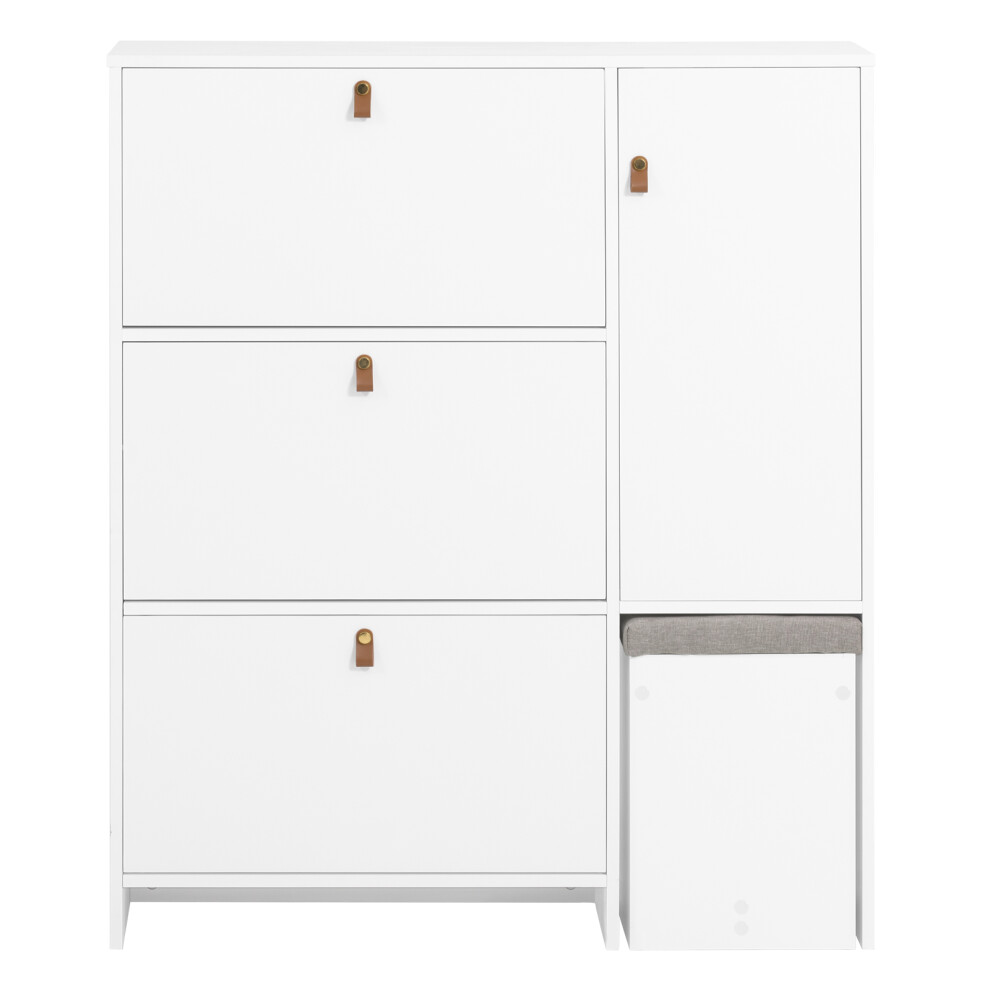 SoBuy Armoire à Chaussures avec Tabouret - Meuble d'Entrée Blanc