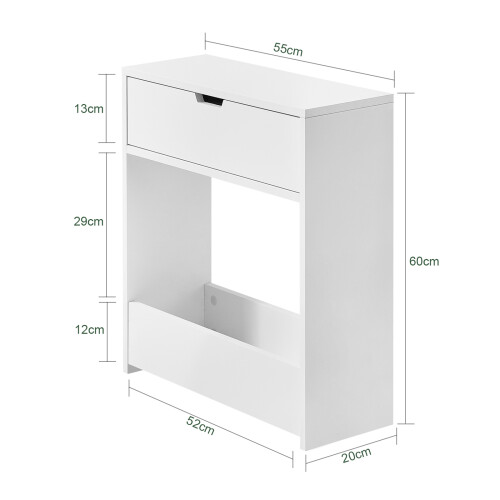 SoBuy Χαμηλό Ντουλάπι Μπάνιου BZR48-W Λευκό 55x20x60εκ 2