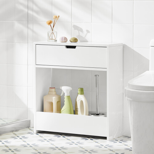 SoBuy Χαμηλό Ντουλάπι Μπάνιου BZR48-W Λευκό 55x20x60εκ 1