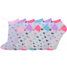 Ladies Small Hearts Trainer Socks 6 Pairs Funky Girls Low Cut 4-7