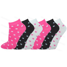 Ladies Small Spots Trainer Socks 6 Pairs Funky Girls Low Cut 4-7