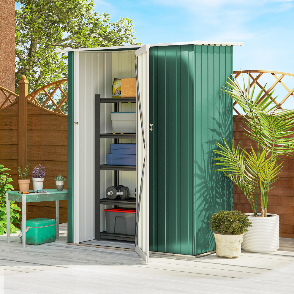 Outsunny Outdoor Storage Shed Steel Garden Shed W/ Lockable Door Green