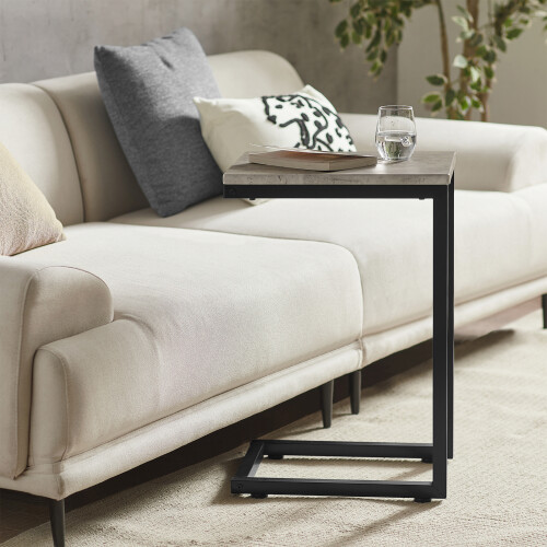 SoBuy Grey Marble Effect Side Table with Metal Frame 1