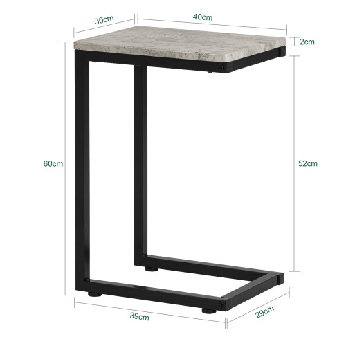 SoBuy Grey Marble Effect Side Table with Metal Frame 2