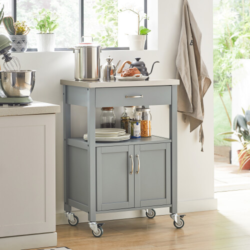 SoBuy Mobile Kitchen Trolley Grey 60x92x44cm 1