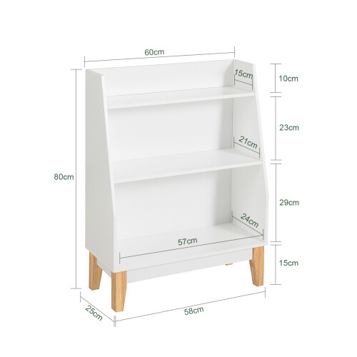 SoBuy Bücherregal Kinder Weiß KMB47-W 2