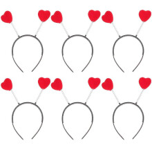 6PCS Red Heart Headbands Hair Hoops Flocking Headdress Hair Accessory for Kids Children