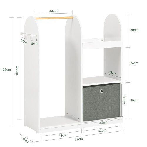 SoBuy Armadio Bambini con Appendiabiti e Scatole KMB40-W 2