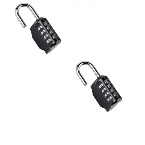 Combination Lock, Combination Lock 2 Pcs 4 Digit Padlock Gym Padlock Resettable Weatherproof 1