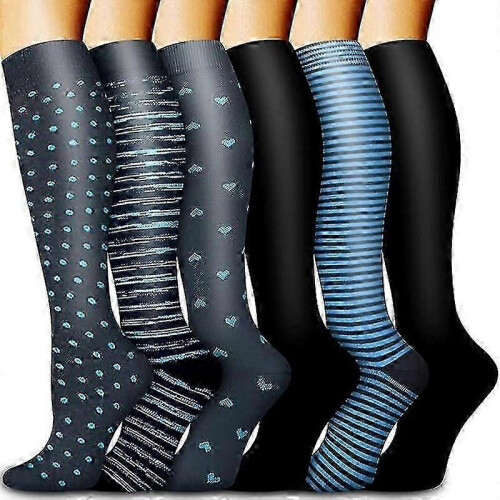 (Set 6,L XL)Compression Socks For Women And Men 6 Pairs, Best Support For Running