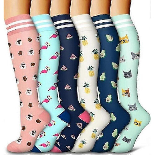 (Set 7, S M) Compression Socks For Women And Men 6 Pairs, Best Support For Running