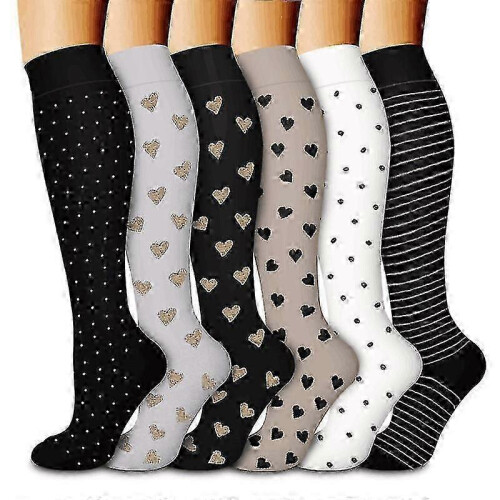 (Set 1, S M) Compression Socks For Women And Men 6 Pairs, Best Support For Running