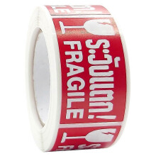 (A) 1 Roll Fragile Warning Label Sticker Self Adhesive Easy To Stick Eye-catching Handling Awareness Fragile Warning Label Tag For Shipper Qinhai