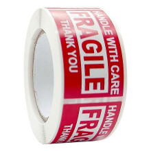 (B) 1 Roll Fragile Warning Label Sticker Self Adhesive Easy To Stick Eye-catching Handling Awareness Fragile Warning Label Tag For Shipper Qinhai