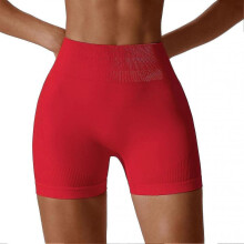 (Red, L) Seamless Hip Lift Sport Shorts High Elastic Breathable Fitness Pants For Running Cycling