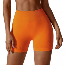 (Orange, S) Seamless Hip Lift Sport Shorts High Elastic Breathable Fitness Pants For Running Cycling