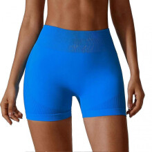 (Blue, S) Seamless Hip Lift Sport Shorts High Elastic Breathable Fitness Pants For Running Cycling