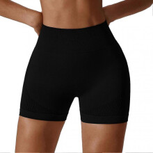 (Black, M) Seamless Hip Lift Sport Shorts High Elastic Breathable Fitness Pants For Running Cycling