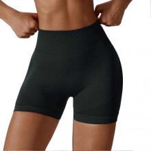(Grey, L) Seamless Hip Lift Sport Shorts High Elastic Breathable Fitness Pants For Running Cycling