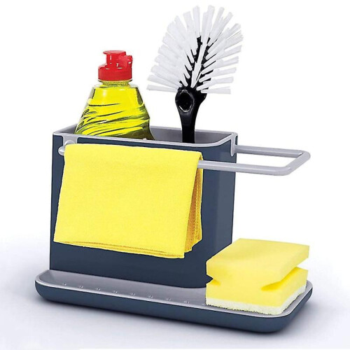 (Black White) Kitchen Sink Utensil Rack Sewer Storage Rack Kitchen Accessories 1