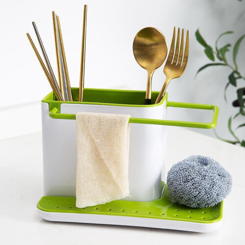 (Black White) Kitchen Sink Utensil Rack Sewer Storage Rack Kitchen Accessories 2