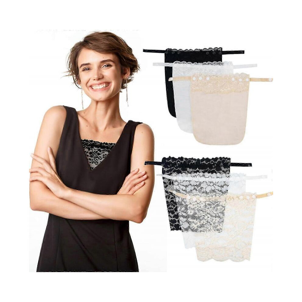 6 Pieces Lady Lace Clip-On Mock Camisole Bra Insert - Lace Privacy Panels-image