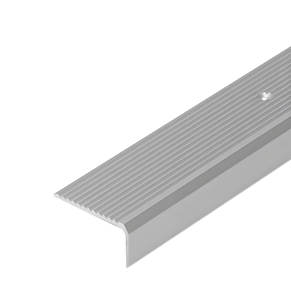 Silver 44X23mm Aluminium Stair Nosing Anti Slip Ribbed Tread N44s 2.7M 5904584819360