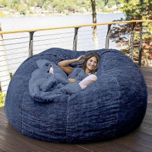 (135*65CM, Blue) New Extra Large Bean Bag Chairs Couch Sofa Cover Indoor Lazy Lounger For Adults Kids Without Chair-bbc