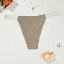 (tan, S) Women Seamless Invisible Panty See-through Waist Strap Sexy Thongs Xs S M L